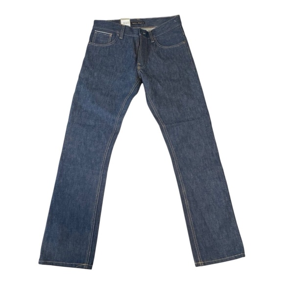 Nudie Jeans W32 L32 Dude Dan Natural Indigo Blue Organic Cotton Button Fly